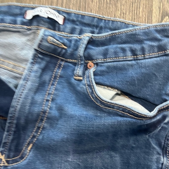 Dear John Straight Jeans Frayed Hem Whisker Denim Stretch Medium Wash Size 26 - Picture 8 of 12